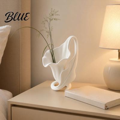 Matte Off-white Decorative Vase 3D Printed Calla Lily Ornament Elegant Off-White Flower Holder with Stable Spiral Minimalist Home Decor Base Desktop