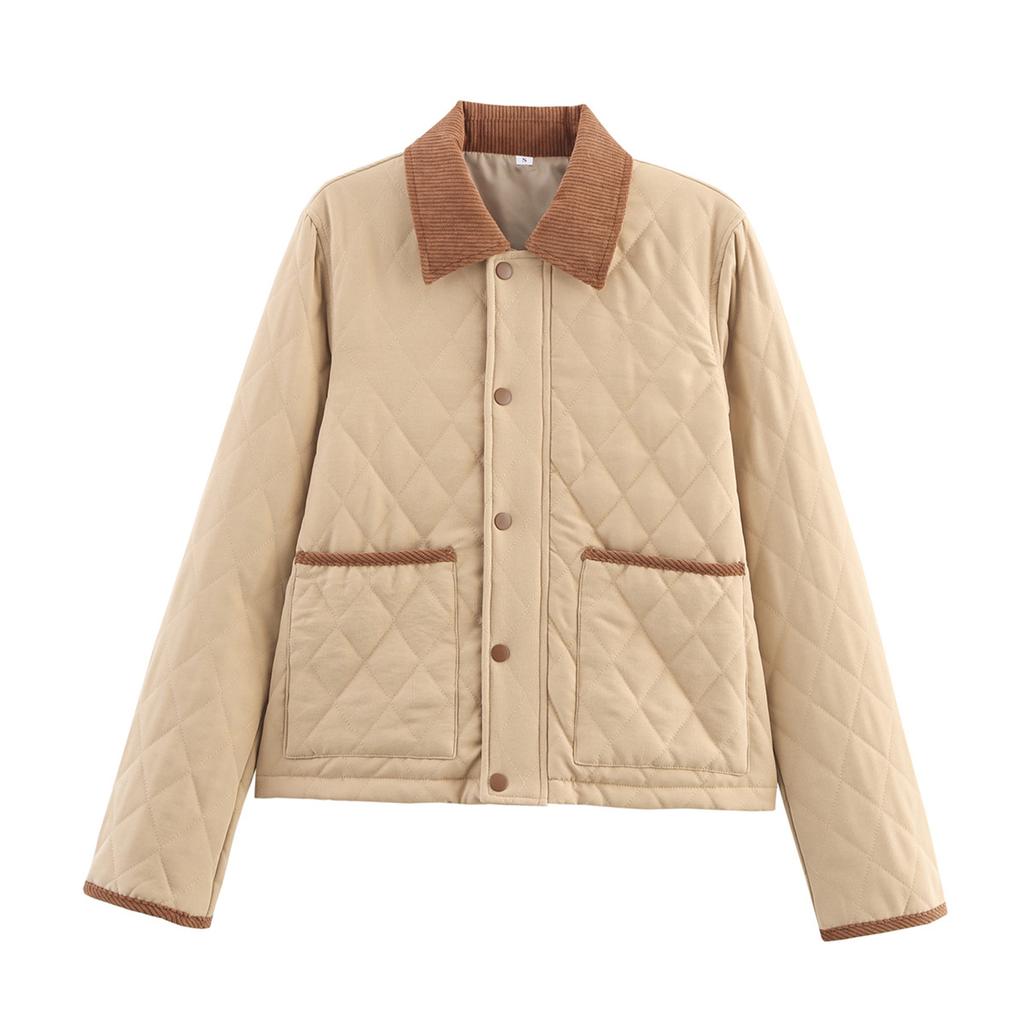 Women's Corduroy Solid Color Warm Cotton Long-sleeved Jacket