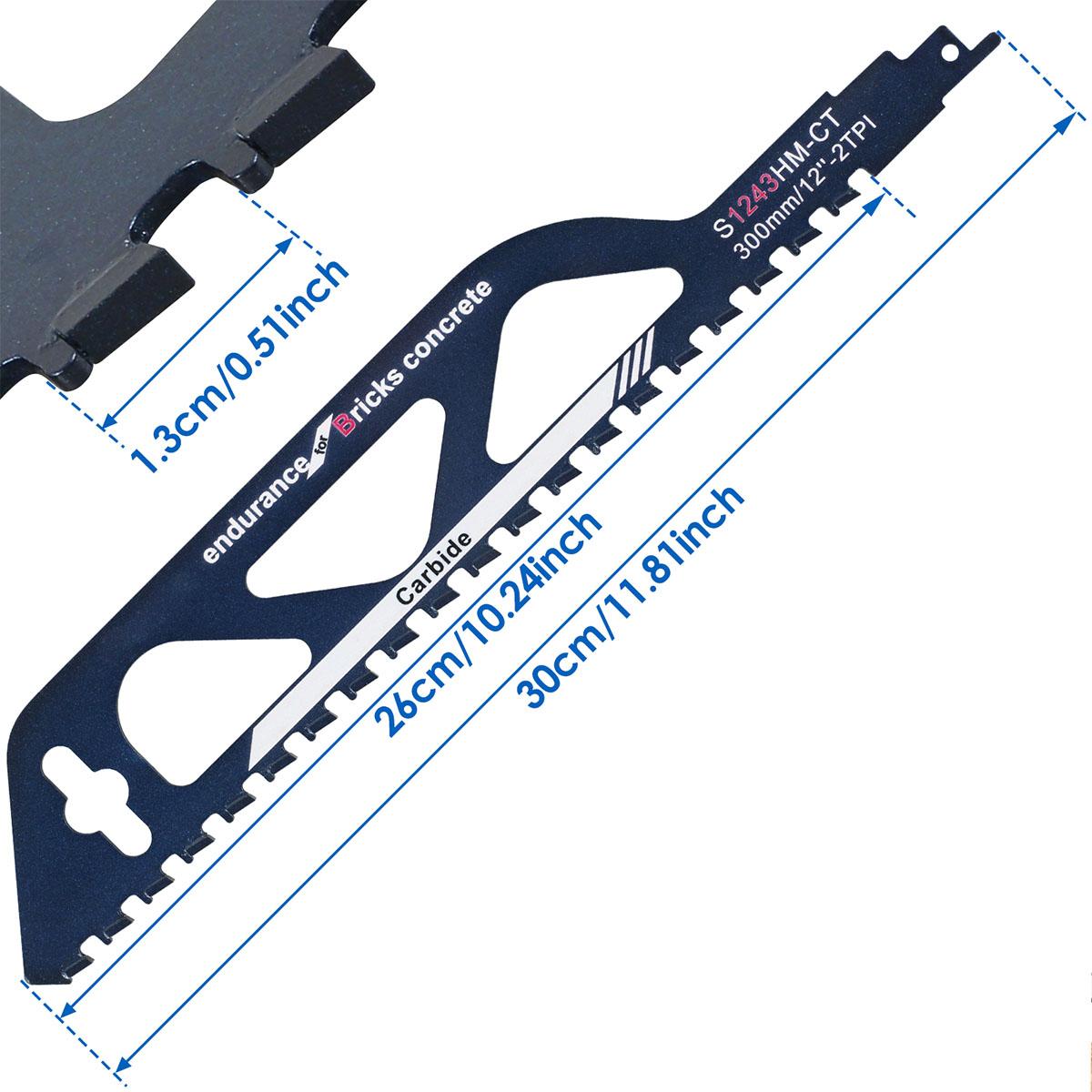 

3/1 шт 10/12/18 дюймов возвратно-поступательные полотна сабельной пилы быстрый режущий инструмент для резки пустотелого кирпича, бетонного камня