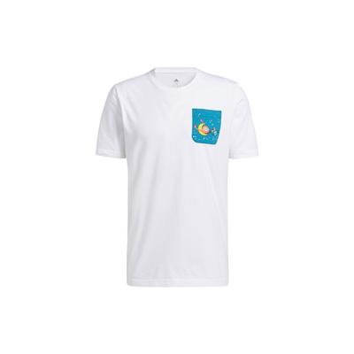 Lil Stripe Pocket Print Basketball Crew Neck T-Shirt Men Tops White GQ8376