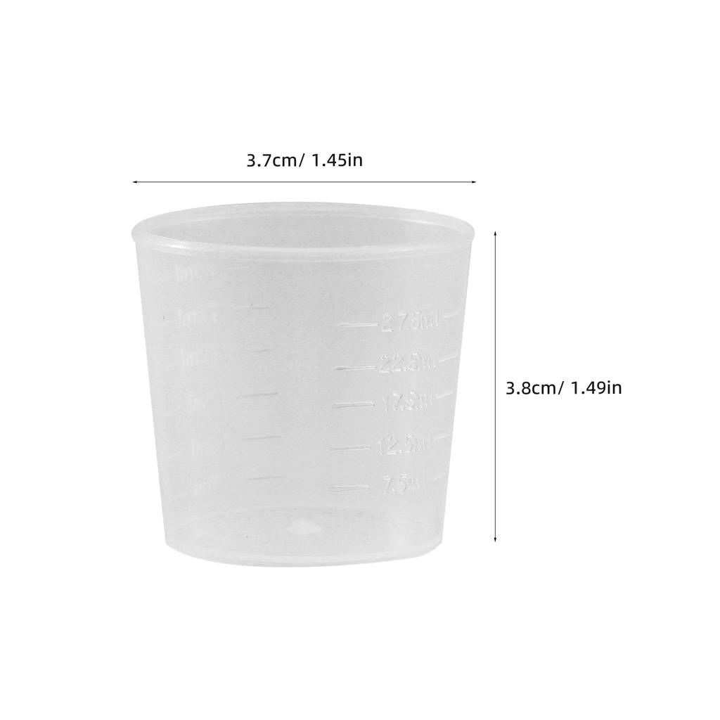 100 st 30 ml Plastmåttbägare Genomskinlig graderad bägare för vätska pulver piller kök labanvändning Skalbehållare