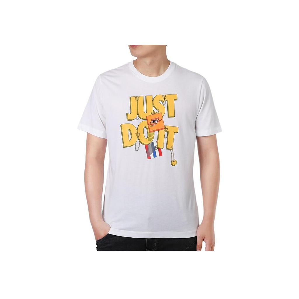Nike Dri-Fit Just Do It Graphic Print Short Sleeve T-Shirt Men Tops White CV1076-100