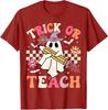 Cute Trick Or Teach Groovy Teacher Halloween Retro Unisex T-Shirt