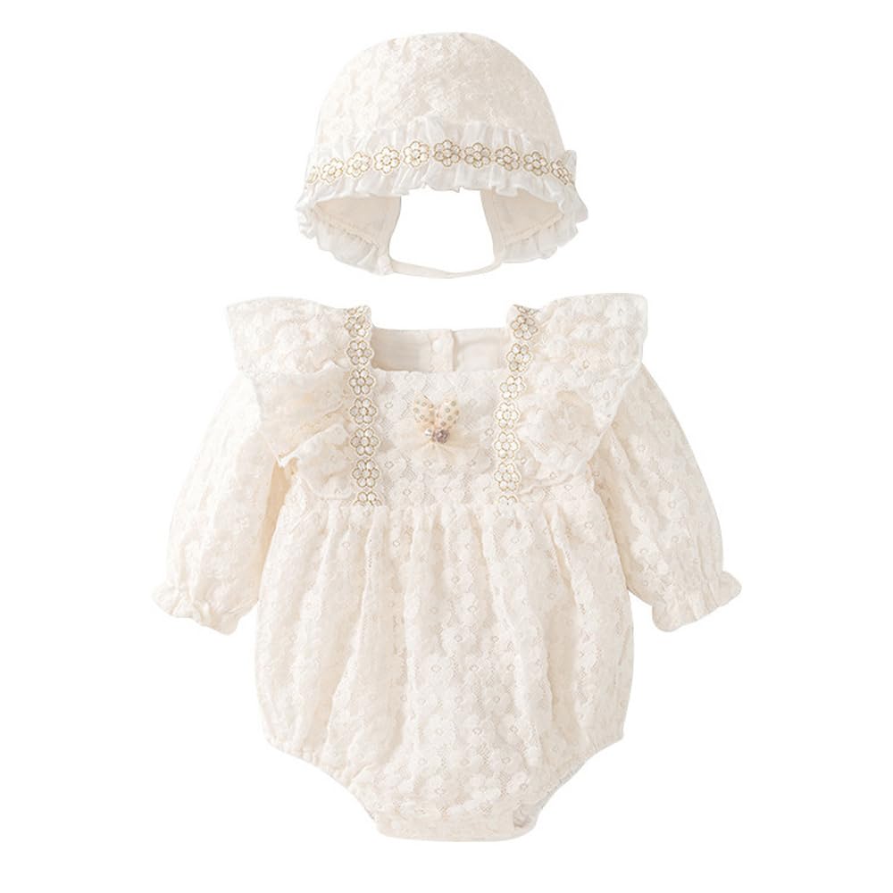 

Детская одежда Одежда Боди с длинным рукавом и шапочкой Девочка Новорожденный Ребенок Подготовка к родам Подарок Роскошная оборка Бежевый 12М [Baby koi] Весна/Осень бежевый