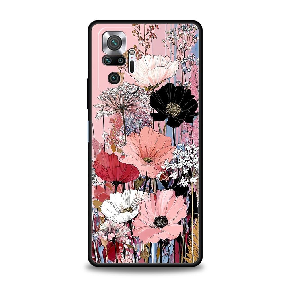 Oil Painting Flowers Pattern Design Phone Case Cover for Redmi 14C 10C Note 15 14 13 12 10 11 K40 Pro Plus 5G Soft TPU Shell