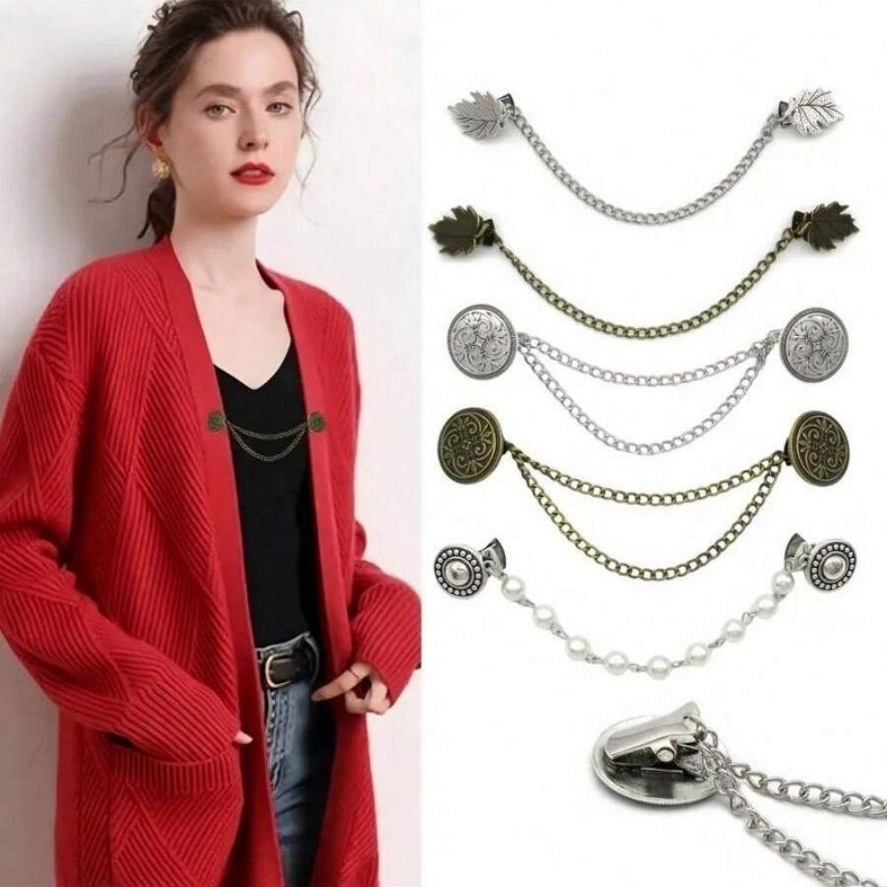 1 Piece Alloy Shawl Clips Decorative Cardigan Clips Vintage Scarf Brooch Pin For Shawl