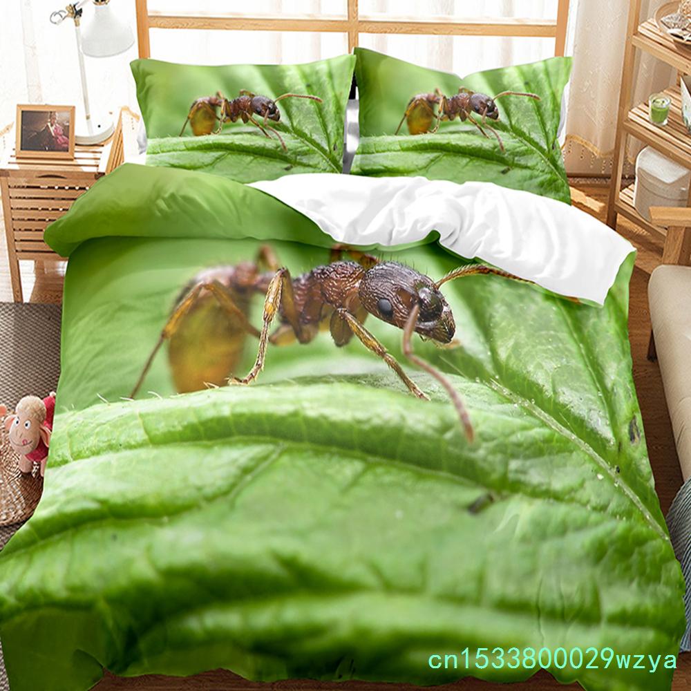 Karınca Nevresim Takımı Hafif Yumuşak Polyester Yorgan Kılıfı Çocuklar Hayvan Sever Yatak Takımı Yastık Kılıflı Yorgan Kılıfı