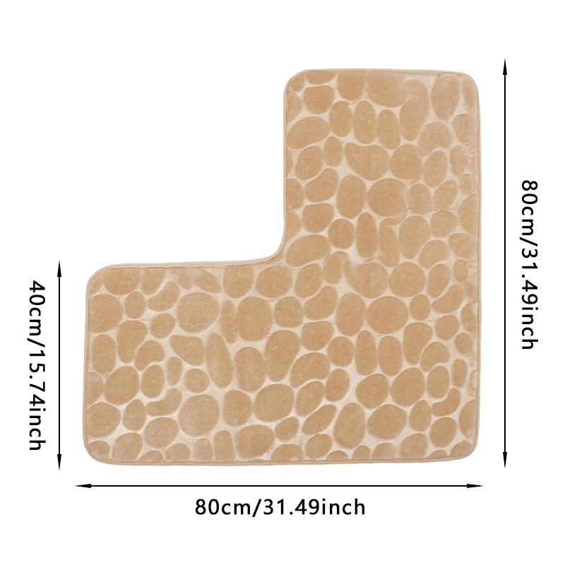 Bathroom Absorbent Foot Mat Shower Room L-Shaped Furry Flannel Bathroom Floor Mat Thick Nonslip Bathroom Mat Toilet Entrance Mat