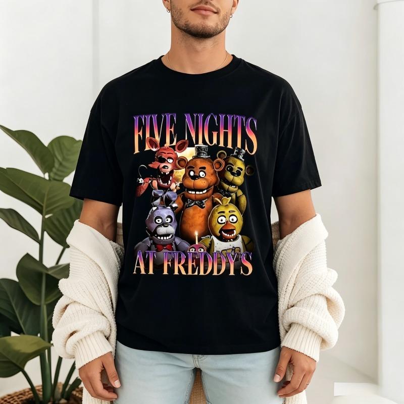 Five Nights At Freddys T Shirt Horror Game Print Unisex Unisex Unisex Modal Soft Short Sleeve Game Black White Casual Tees