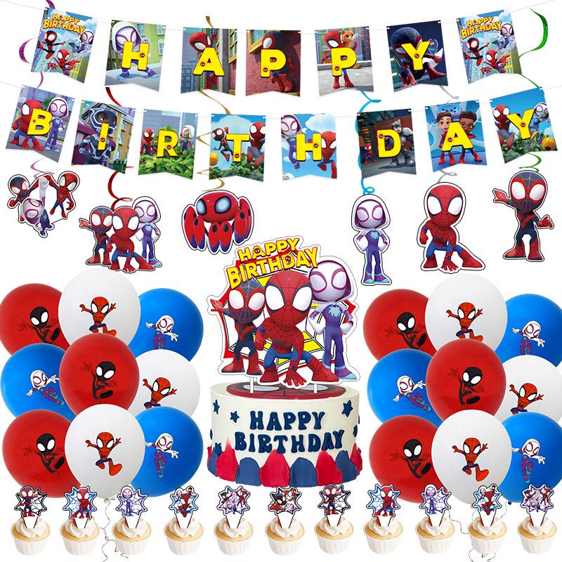Hot-Selling Spider-Man & Friends Disposable Plate Set with Balloon Decorations for Parties