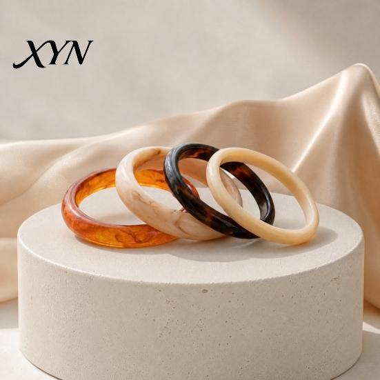 Multi-color Bangle Set 4Pcs/Set Retro Style Set, Lightweight Stackable Women Bracelets, Layered Bracelet Smooth Polished Surface Versatile Bangles for