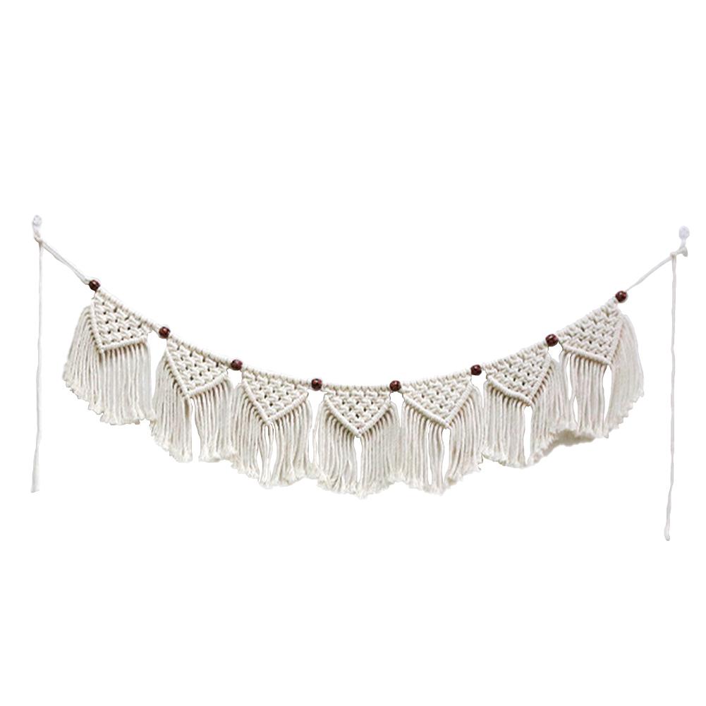 Macrame Wall Hanging Fringe Garland Banner Hand Woven Hanging Ornaments For Apartment Living Room Bedroom Wall Art Decor