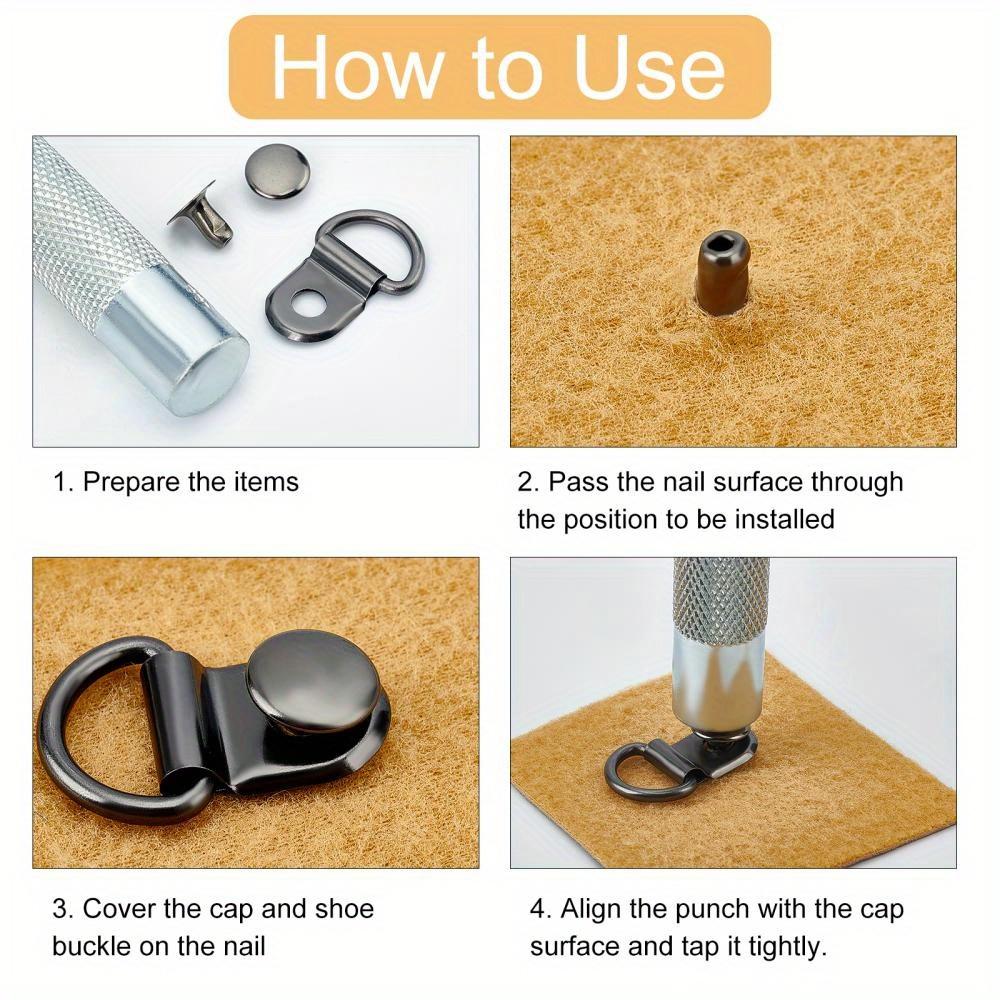 10 Set Shoelace Hook with D-Ring Buckle Shoe Leather DIY Rivet Tool