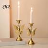 Retro Style Decor Vintage Metal Candle Holder, Romantic Candlestick Dinner Table Centerpiece, Decorative Stand Aged Texture for Wedding Party and Home