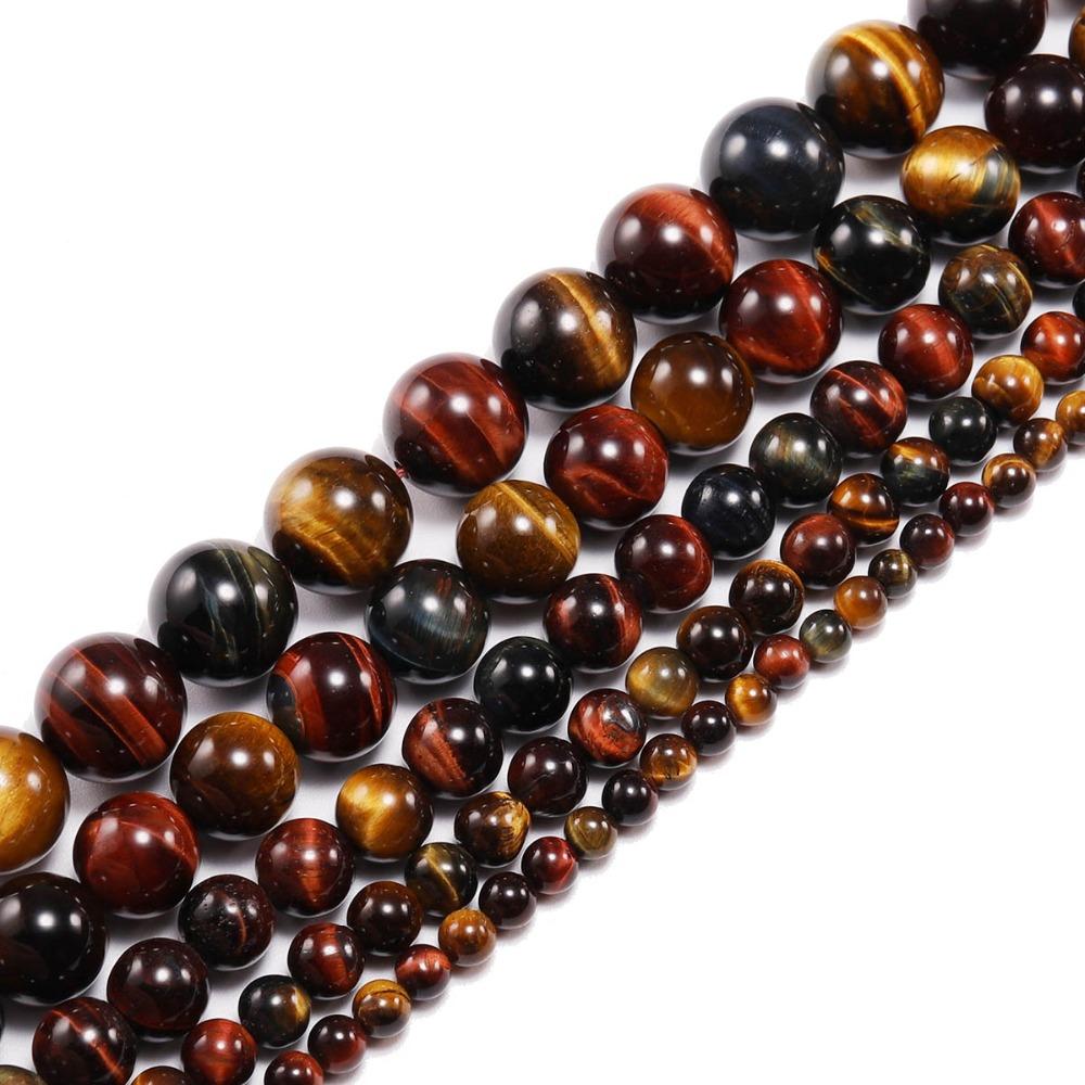 1strand/lot 4 6 8 10 12mm Natural Stone Multicolor Tiger Eye Agat Round Beads Loose Spacer Bead For Jewelry Making DIY Bracelet