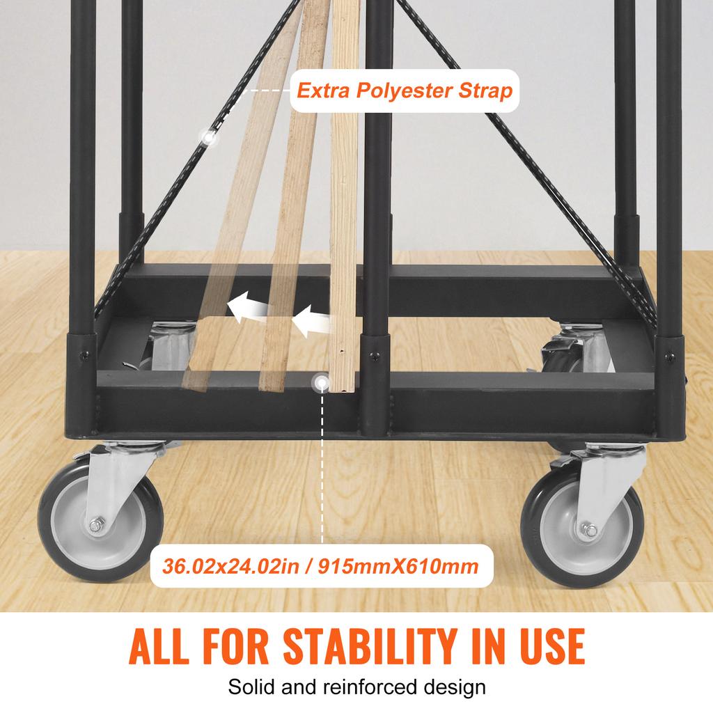 SucceBuy 1500LBS Drywall Sheet Cart Panel Dolly with Deck & 5" Swivel Wheels Handling Wall Sheetrock Lumber for Garage Warehouse