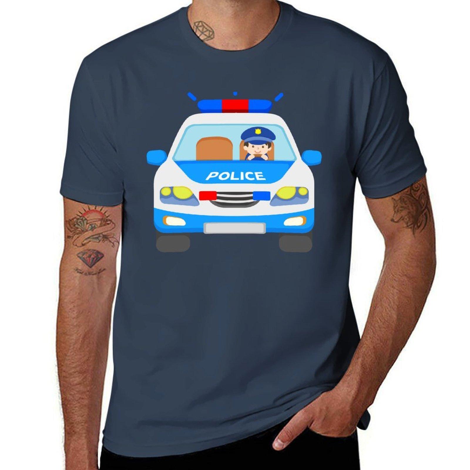 Police Car Cop Kids Toddler Boys Tshirt Soft Basic Cotton Short Sleeve Tee S