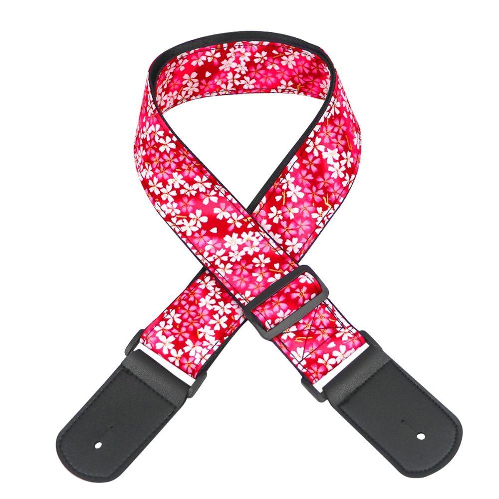 

Embroidered Print Electric Guitar Belts Cherry Blossom Guitar Shoulder Belt Guitar Strap Bass style 1