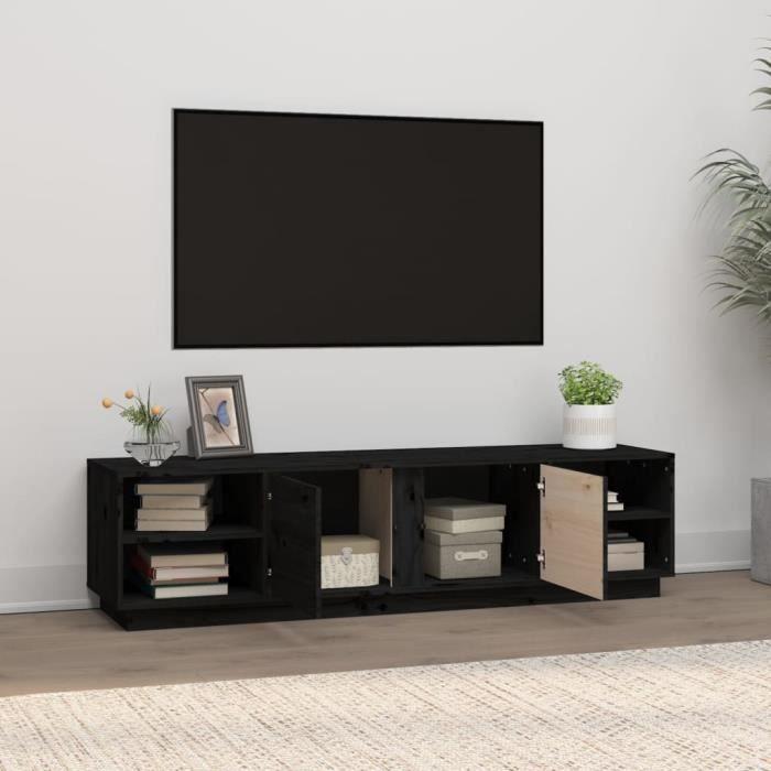 814458 vidaXL TV Stand Black 156x40x40 Cm Solid Pine Wood