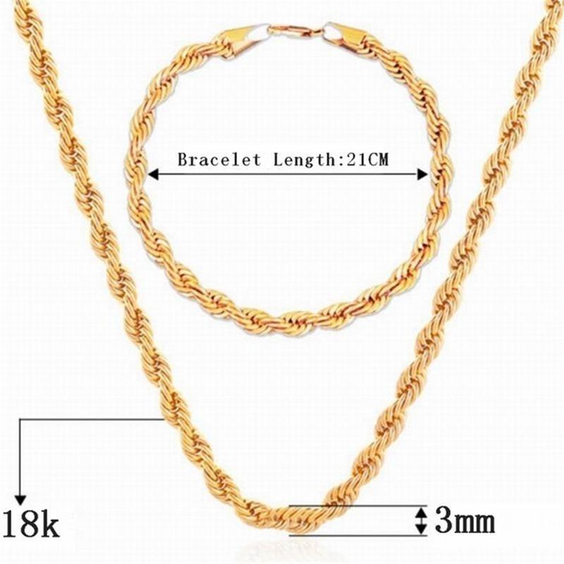 Women Men Necklace Bracelet Set Hip Hop 