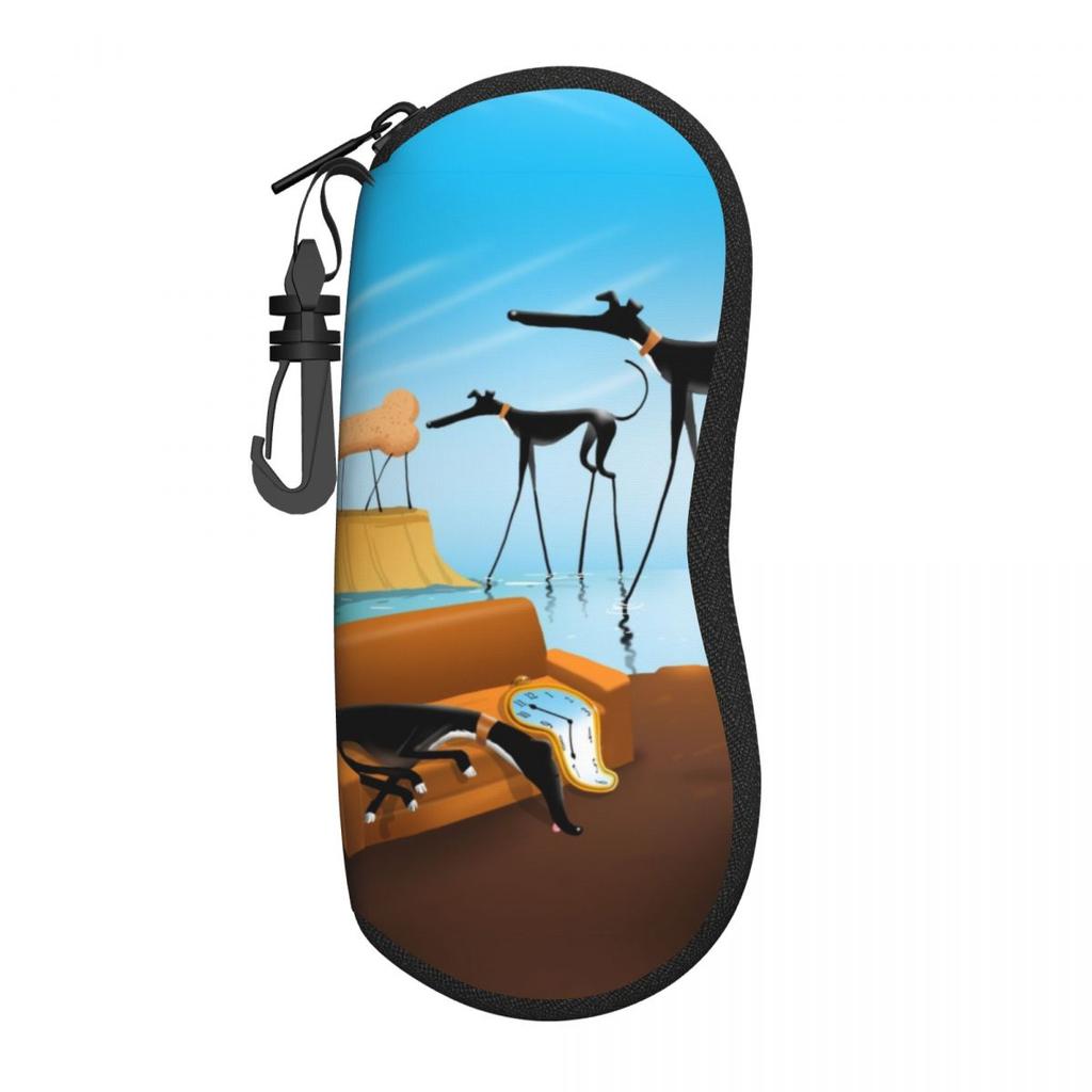 Custom Salvador Dali Funny Greyhound Lurcher Glasses Case Cool Whippet Sighthound Dog Art Shell Eyeglasses Case Sunglasses Box