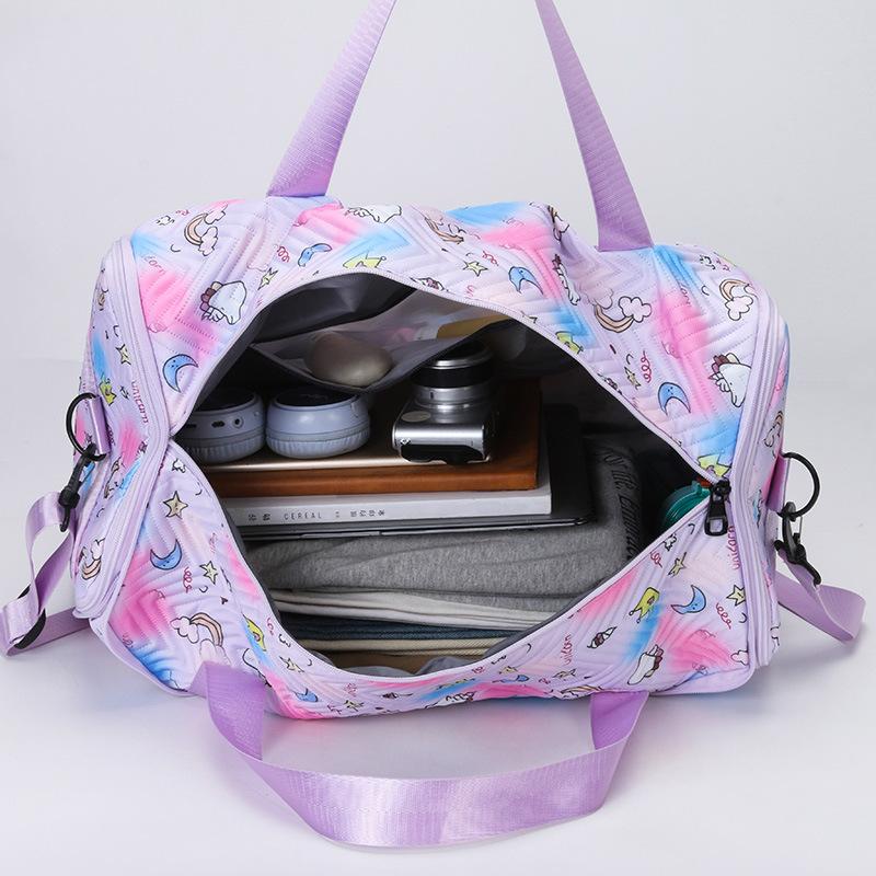 Neue Sport-Kurzstrecken-Reisetasche Trocken- und Nassseparation faltbare Handtasche Damenmode bedruckte erweiterbare Fitness-Tasche