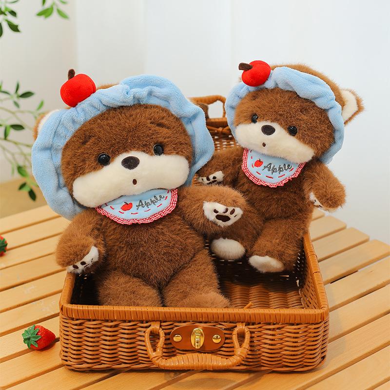 New apple headband bear doll plush toy doll girl sleeping throw pillow birthday gift soft cute