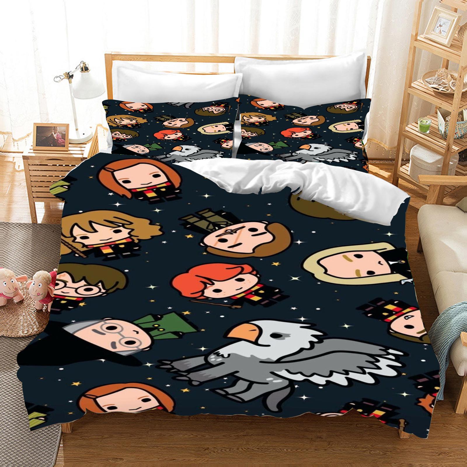 

Гаррі Поттер Поліестеровий Набір Постільної Білизни Підковдра Розмір Queen Бавовна Милий Принт Мультяшна Наволочка Підходить Для Дітей 155x220cm