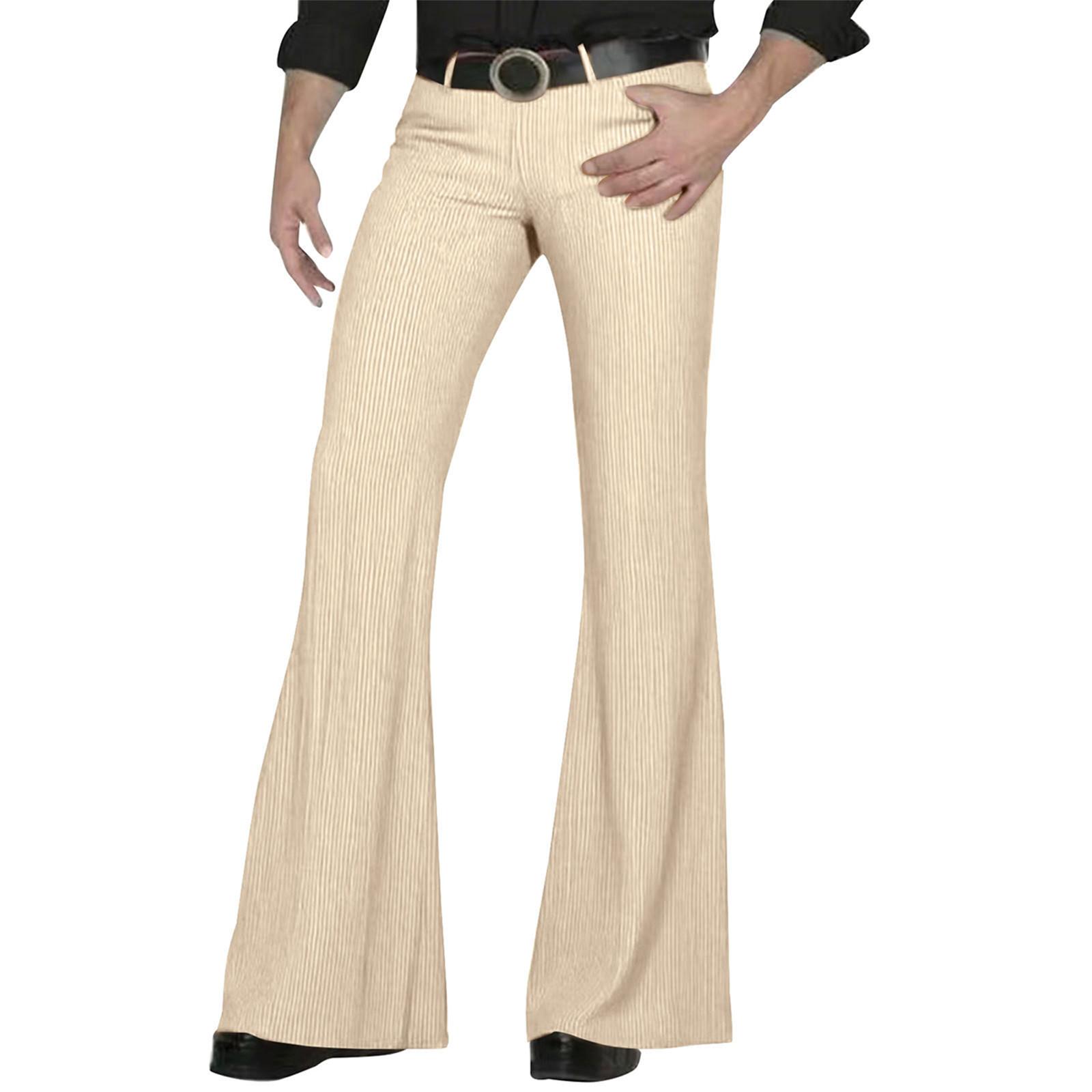 

Men S Casual Fashion Retro Flared Pants Long Pants M хакі