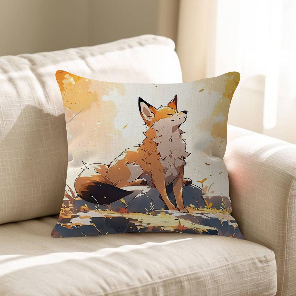 Cute Cartoon Animal Fox 4545cm Cushion Cover Pillow Cover Decor Pillowcase Home Pillowcase For Couch Pillow
