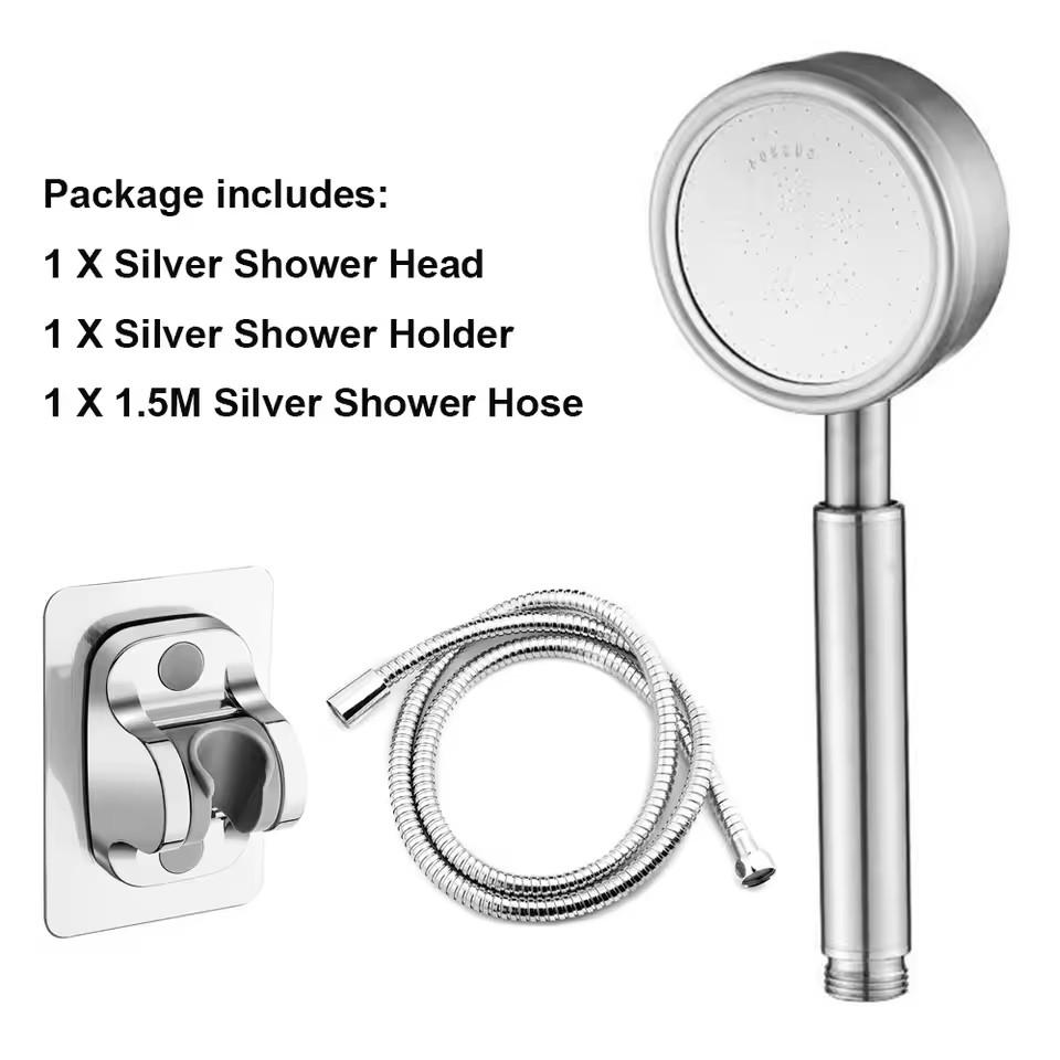 New 304 Stainless Steel Shower Head Fall Resistant Durable High Pressure Showerhead Bathroom Handheld Water Saving Shower Set