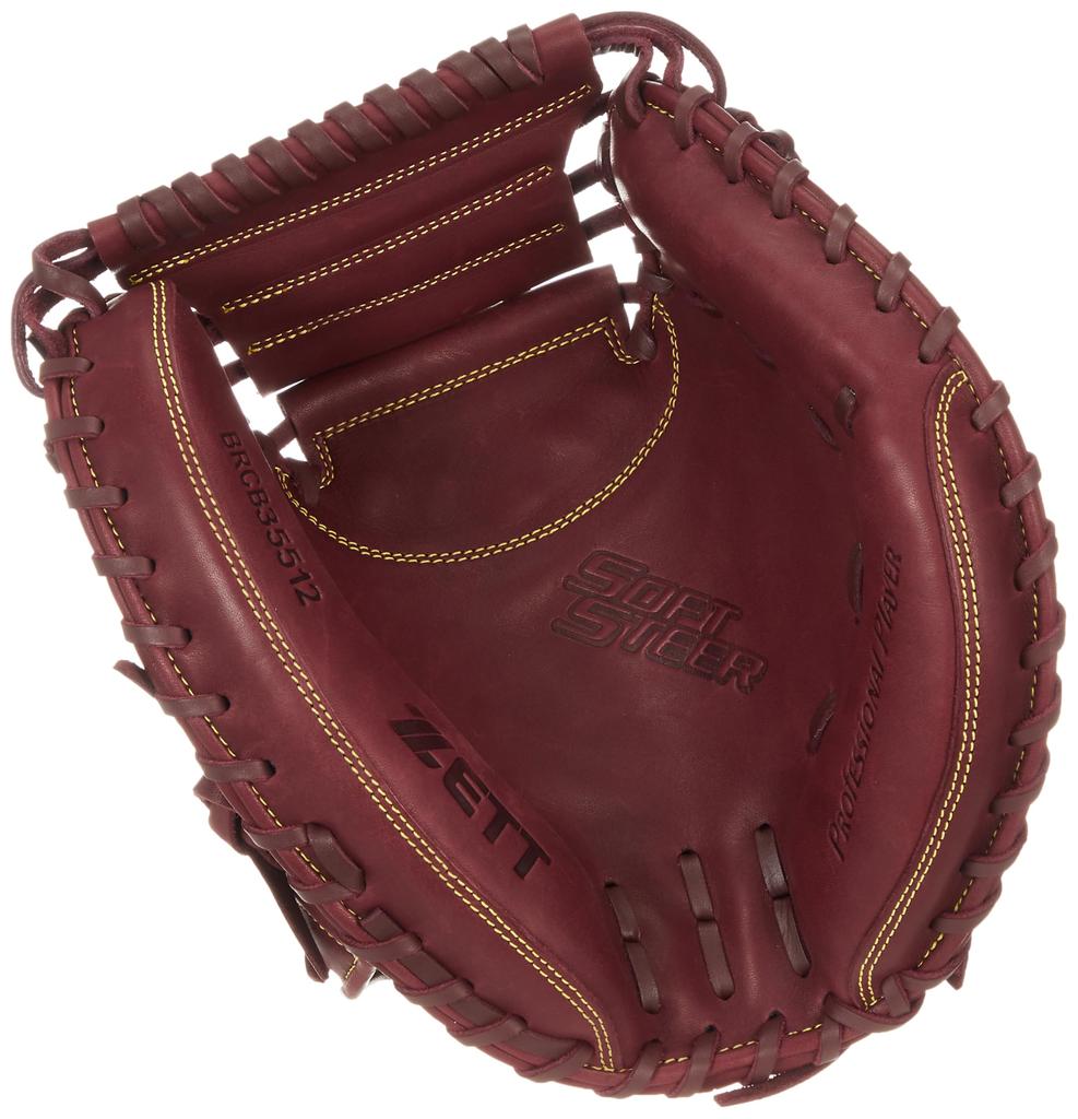 ZETT Soft Steer Baseball Bordeaux Brown BRCB35512 Catcher's Mitt, (4000), Right-Handed Throw,