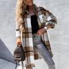 2022 Autumn/Winter Women's European & American Plaid Long-Sleeved Loose Shirt Jacket