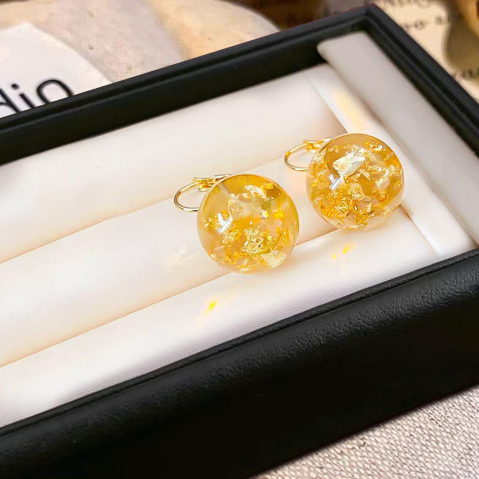 

Purple Gold Foil Sphere Earrings Luxurious Yet Affordable Jewelry Women s Fresh & Sweet Stud Earrings One Size жовтий