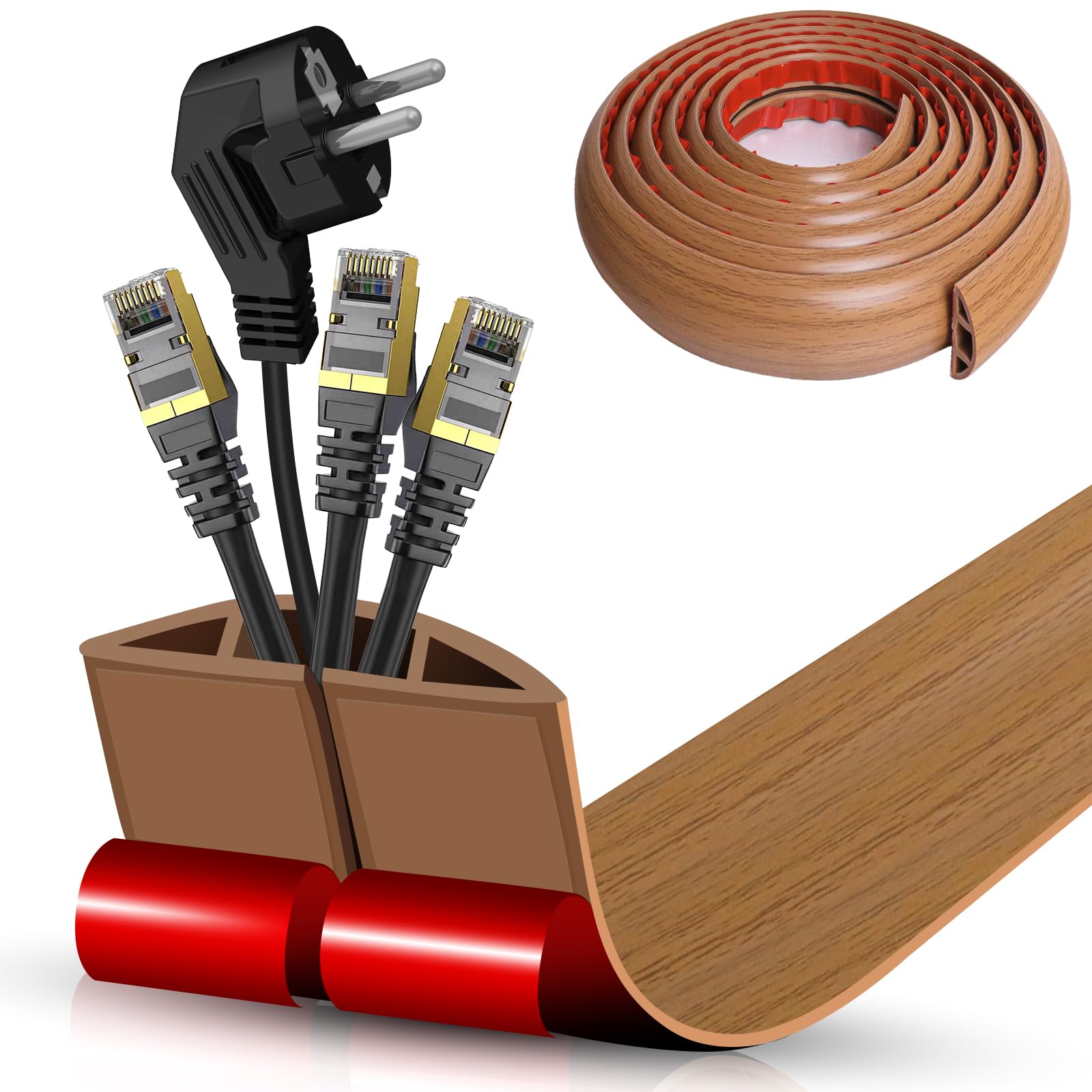 

Floor Cord Cover, Cable Protector, Hides Wiring Cords, Floor-Mounted Cable Cover, High-Capacity Adhesive Extension Cord Cover, Waterproof,