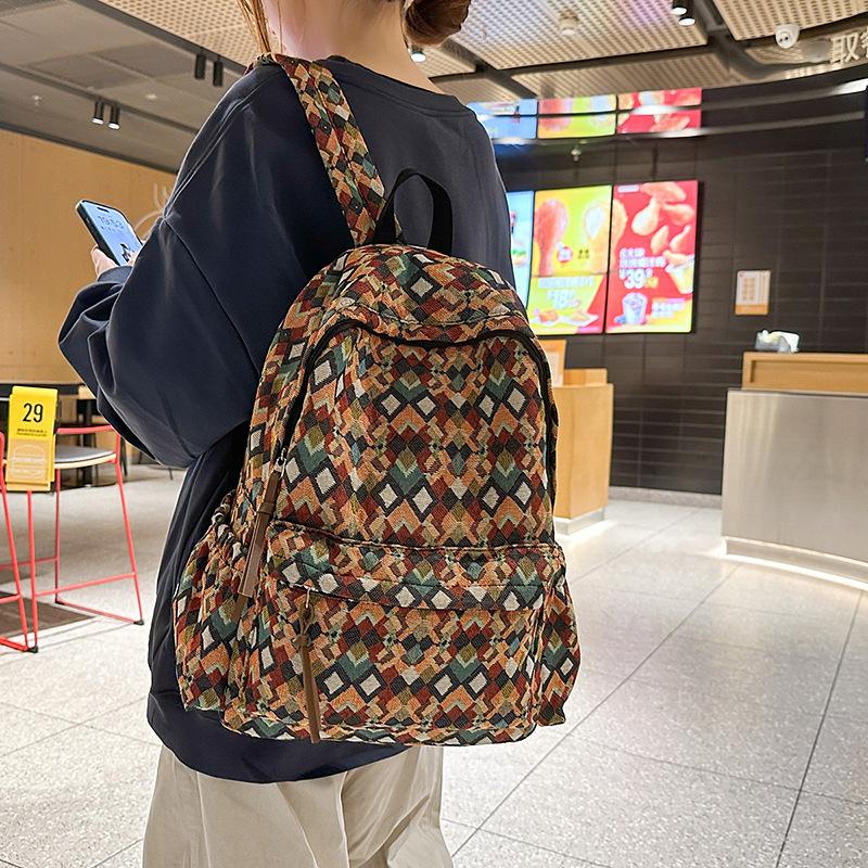 Schultasche einfacher Rucksack 1011 Sommer Neu Ethnischer Stil Lässige Tasche Retro Persönlichkeit Mode Pendler Kleine Tasche Damen