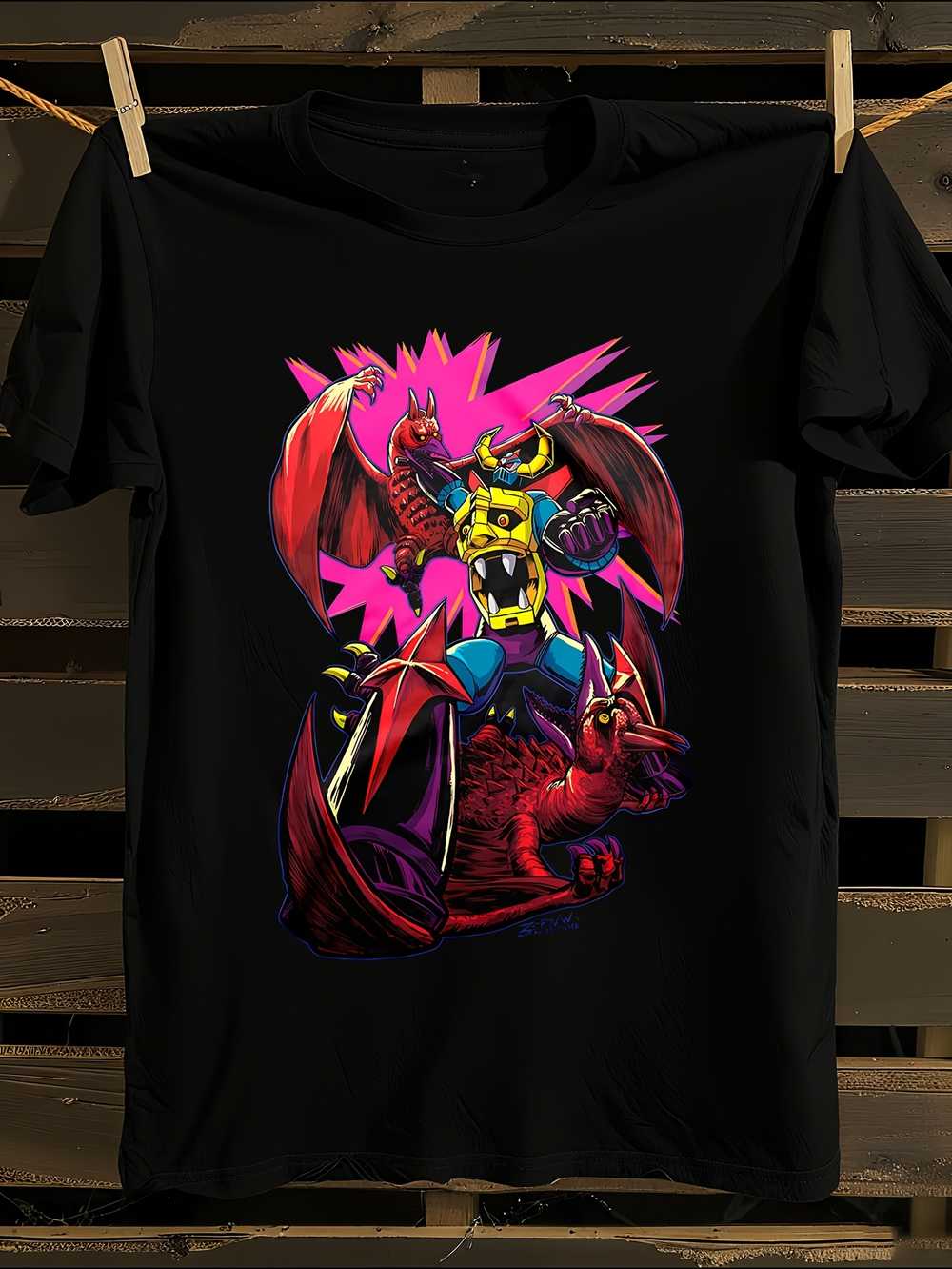 Gaiking vs Rodan Zornow Anime Graphic T-Shirt XXXL