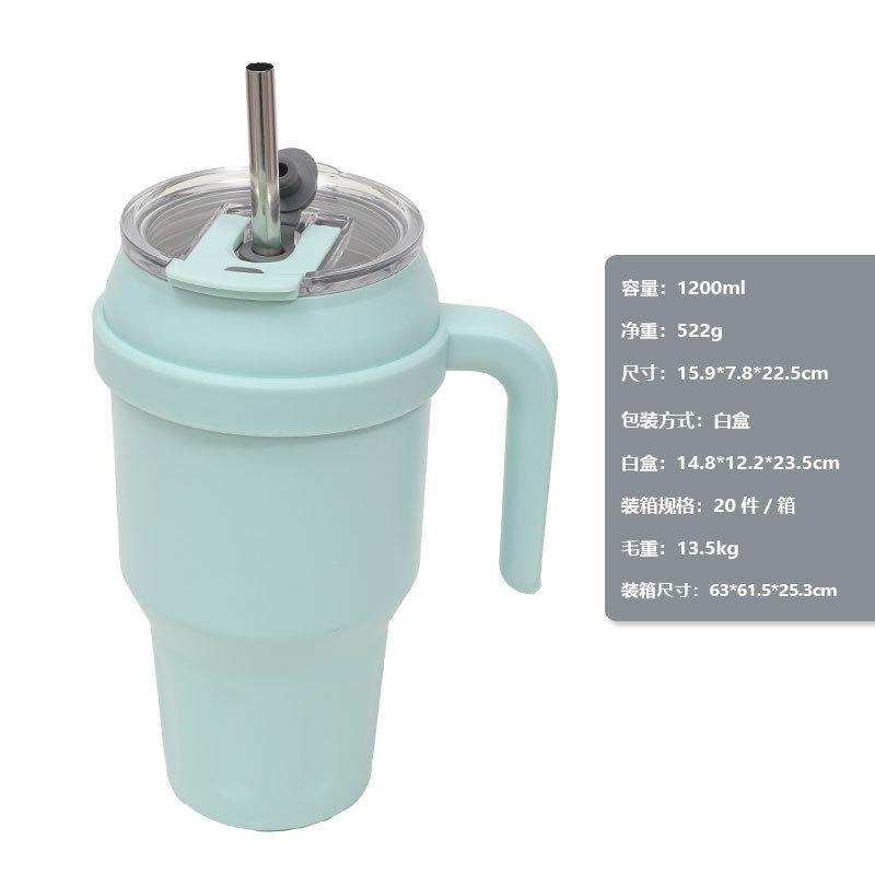 Popular 40Oz Large-Capacity Thermos Cup, Thermal Insulation And Cold Insulation Ice Cup, Ton Cup With Stainless Steel Straw
