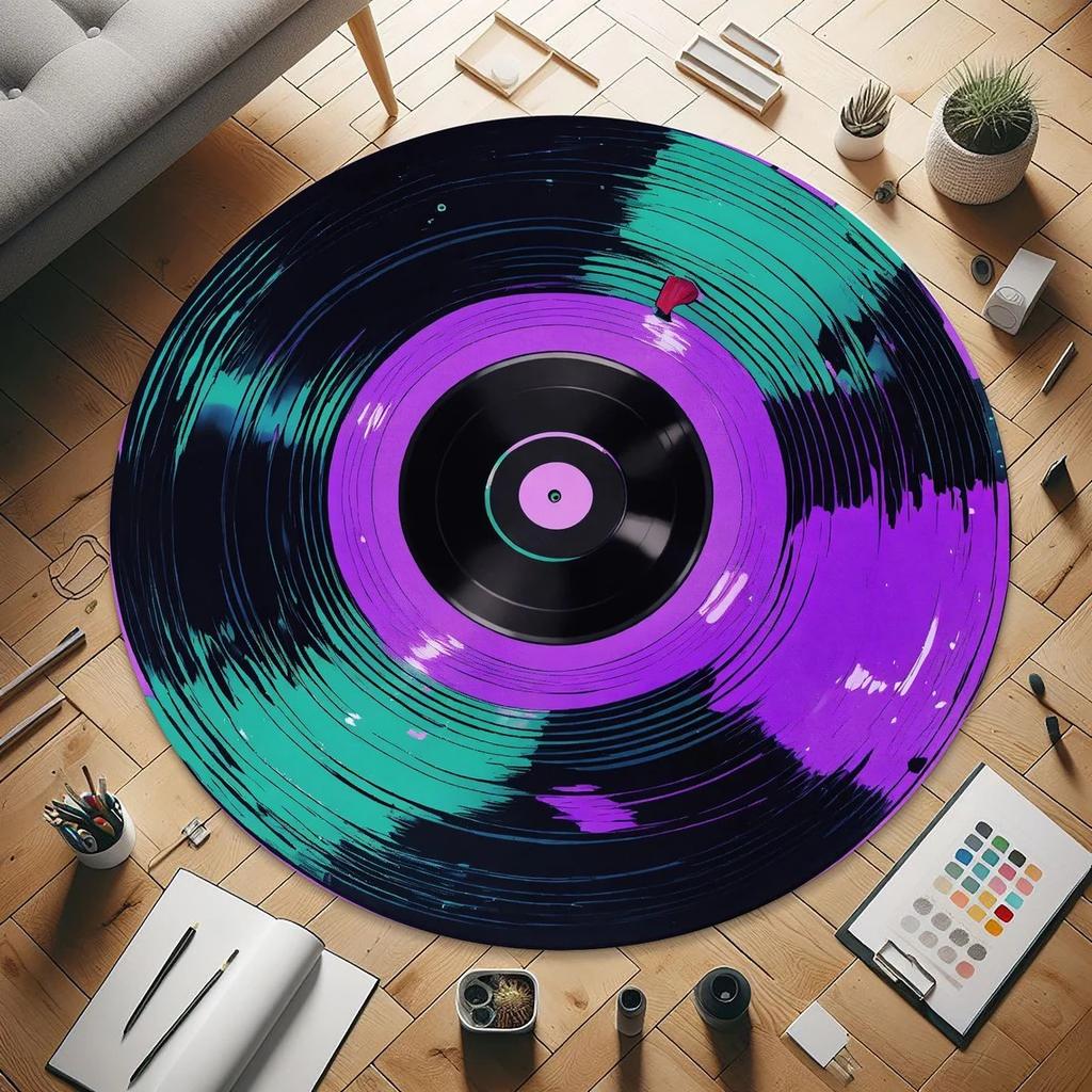 NEW Record Music Cd Carpet Round Game Chair Floor Mat Room Decorated Living Room Lounge Large Area Non-Slip Carpet