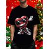 Men's Valentine's Day 3D All-Over Print Heart Glasses T-Shirt 100% Black 180g/m² S-XXXL Date Night Gift Tee