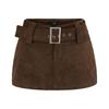 2025 Autumn Winter Suede Mini Skirt with Belt: Anti-Exposure, Slimming, Hip-Hugging Design