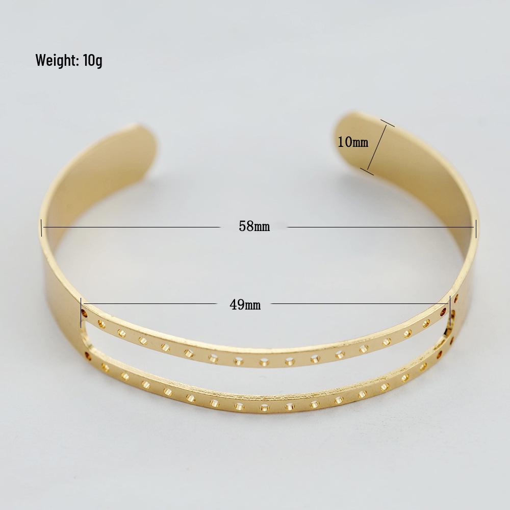 Korean/Japanese Style Pure Copper C-Shaped Open Bangle Bracelet for Women