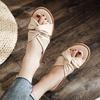 Fashion Soft Leather Twist Bow Slippers Woman Brief Cross Band Sandals Low Heels Slides Beach Shoes Summer Ladies Flipflops Casual Clogs