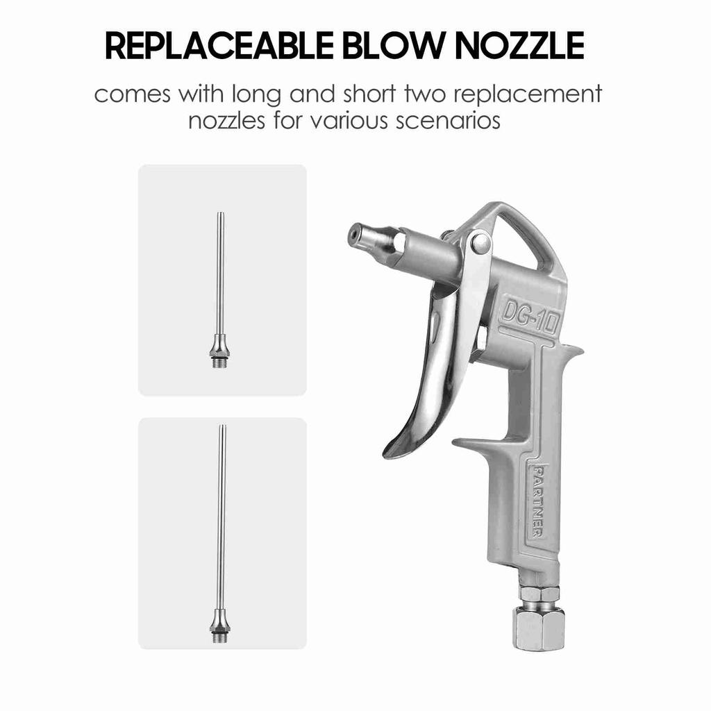 Mini Air Blow Gun Pneumatic Dust Blower Gun Air Spray Gun Dust Cleaning Air Blower with 2 Replacement Nozzle for