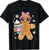 Gingerbread Drinking Hot Chocolate Women Girls Christmas T-Shirt