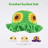 Korean Sunflower Lotus Leaf Brim Handmade Crochet Wool Basin Hat Women'S Autumn Winter Warm Sweet Knitted Bucket Hat