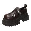 Spring New Wear British Style Small Leather Shoes Mary Jane  Women's Coarse Heel Thick Soled Height Increasing Le Fu Shoes