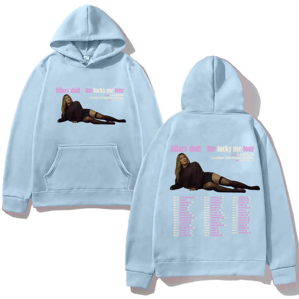 Hilary Duff  Hoodie The Lucky Me Tour for 2026 Hip Hop Graphic Printing Hoody Fashion Classic Soft Punk Hooded Pullovers Fleece
