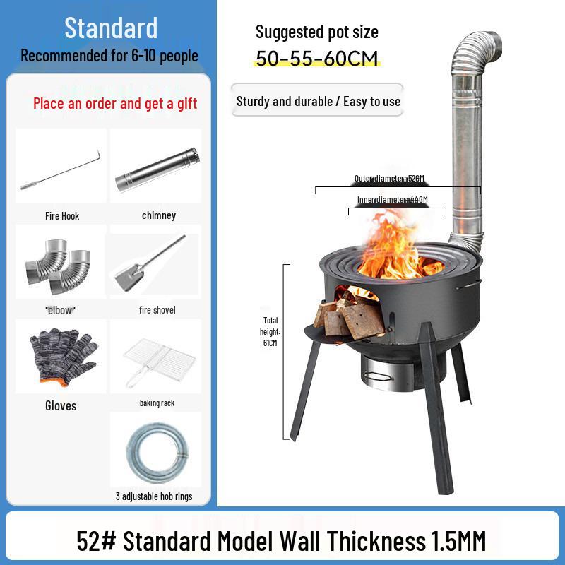 Smokeless Outdoor Firewood Stove for Camping and Home Use