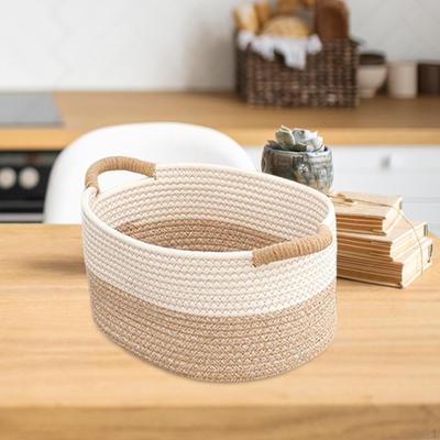 Rope Woven Basket Cat Dog Toy Bin Rectangle Sturdy Storage Large Capacity for Living Room
